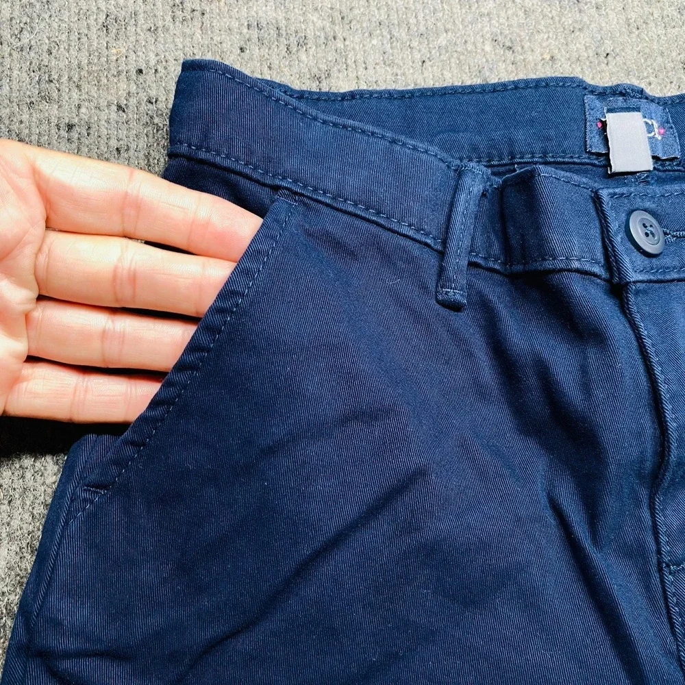 Childrens Place Girls Uniform Chino Shorts Navy Blue Stretch Twill Size 8 Plus